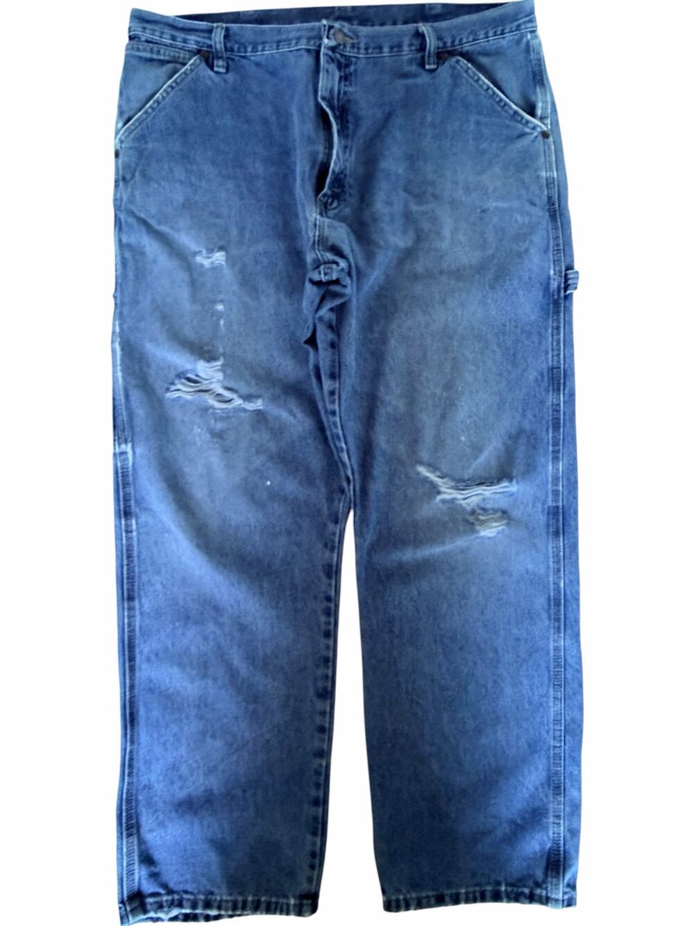 Wrangler Carpenter Jeans Mens 38x30 Blue Denim Workwear Utility Pants